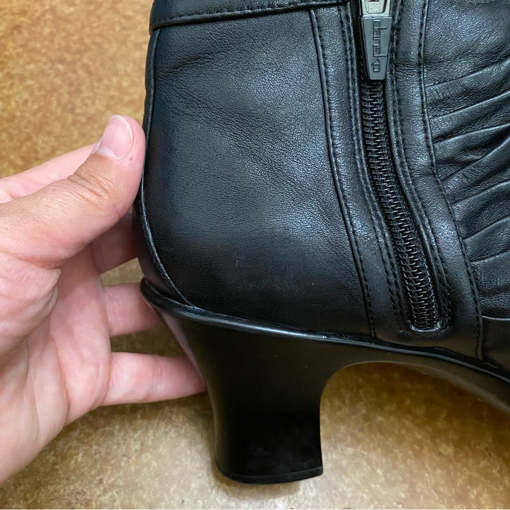Dansko Heeled Boots Black Runched Buffy Zip Ankle Size EU41 US10 - Picture 14 of 15